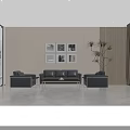Modern Conference Room Interior With Long Table Chairs Wall Decorations Black Screen And Ceiling Lights