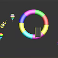 Colorful Ring Slide Playground Equipment Featuring Hot Air Balloons And Toy Helicopter