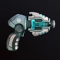 Futuristic Sci Fi Weapon With Metallic Body Blue Energy Core And Mechanical Grip Design