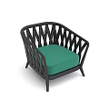 Modern Single Sofa Featuring Black Woven Frame And Green Cushion 3d model
