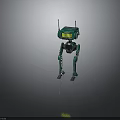 Green Humanoid Robot Featuring Two Antennas And Yellow Grid Display With Long Legs
