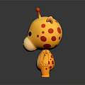 Cute Giraffe Stuffed Doll With Yellow Body Red Spots And Red Horns Design