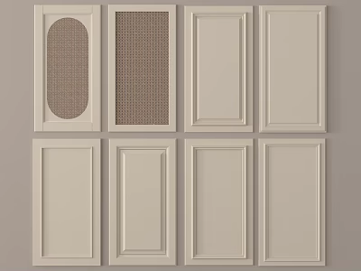 Cream White Cabinet Door Panels Featuring Various Textures And Designs 3d model