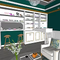 Beauty Hair Salon Exterior With Green Facade Glass Door Interior White Counters Tables Chairs