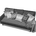 Modern Sectional Sofa Design With Patterned Pillows And Cozy Throw Blanket 3d model