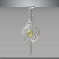Ornamental Silver Carved Decorative Pillar With Yellow Round Accent And Top Candle Holder
