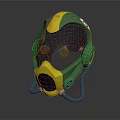 Green And Yellow Firefighter Helmet With Transparent Visor Protective Design Safety Equipment