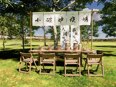 Modern stalls round stove tea stalls 3d model