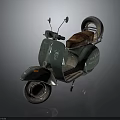 Vintage Green Scooter With Brown Seat And Retro Classic Design Features