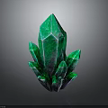 Vibrant Green Crystal With Sharp Facets Multiple Prismatic Tips And Glowing Surface 3d model