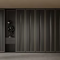 Modern Elegant Decorative Cabinet With Black Finish And Gold Accents Sculpture Decor