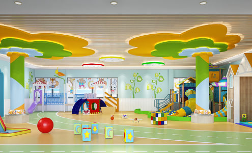 Modern Kindergarten Activity Room 3d model