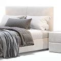 Modern Double Bed Interior Design With Sleek Headboard White Gray Pillows Soft Quilt