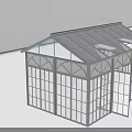 Glass Greenhouse With Transparent Glass Walls Metal Frame And Open Door Design