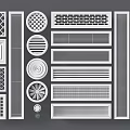 Various Shaped Air Conditioner Vents With Round Square and Striped Patterns 3d model