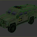 Green FBI Armored Vehicle With Emergency Lights And Heavy Duty Wheels