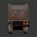 Red Cab Dump Truck With Brown Grid Bed Yellow Black Reflective Strips And Large Wheels