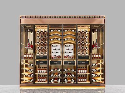 Elegant Modern Wine Cabinet With Glass Door Metal Frame And Multi Layer Bottle Storage 3d model