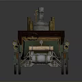 Vintage Steam Powered Car With Green Body Brown Leather Seats And Spoked Wheels