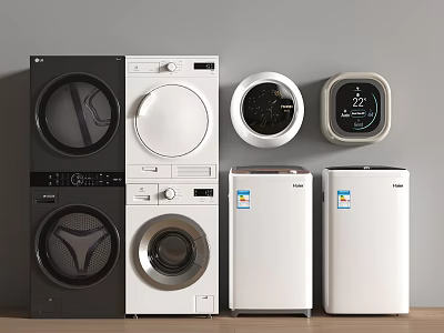 Black And White Front Loading Washing Machines Various Models On 3d model
