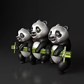 Cute Reptile Plush Figures Holding Green Bamboo Sticks With Happy Expressions