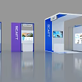 Modern Exhibition Booth Design With SCART Logo Screen And Display Cabinets