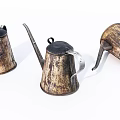 Vintage Metal Tea Kettles With Rustic Patina Texture And Classic Design