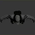 3D Rendered Tactical Character In Gray Military Outfit With Helmet And Red Goggles