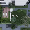 Courtyard Garden Design With Lush Greenery Lawn Seating Area And Wooden Deck