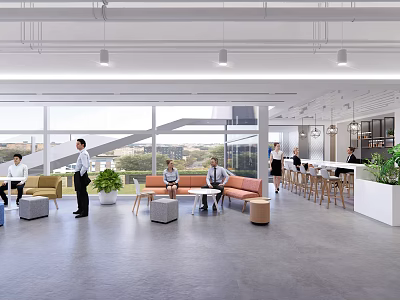 Modern Hospital Outpatient Clinic Waiting Area With Medical Staff Reception Desk And Comfortable Seats 3d model