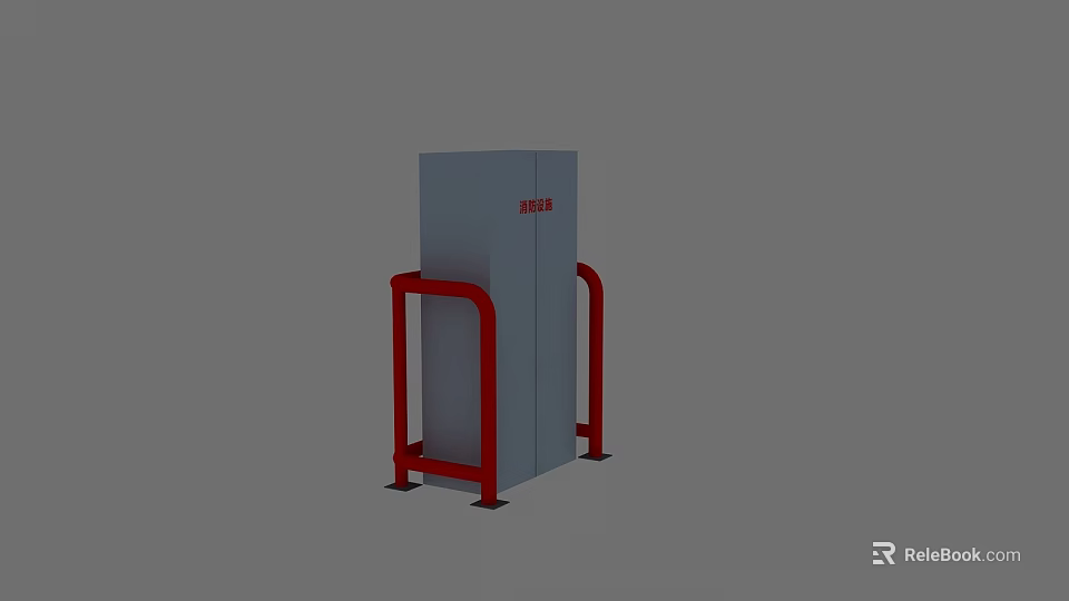Sturdy Fire Equipment Cabinet With Red Brackets For Secure Safety Storage 3d model