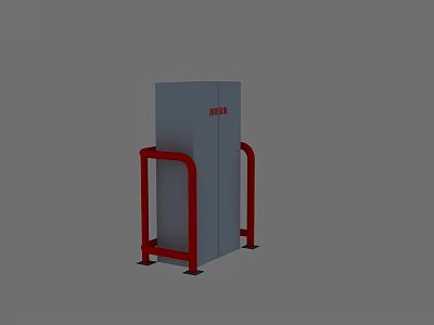 Sturdy Fire Equipment Cabinet With Red Brackets For Secure Safety Storage 3d model