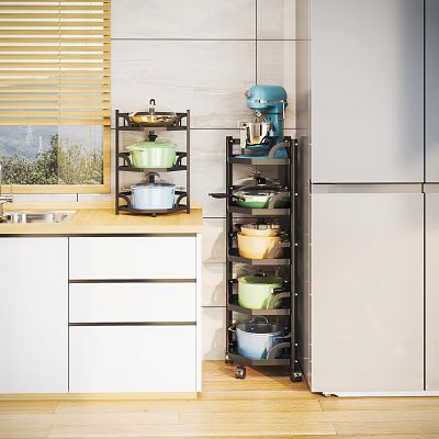 Multi tiered Wheeled Bathroom Cabinet Rack For Organizing Bathroom Toiletries And Storage 3d model
