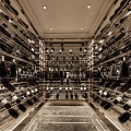 Luxurious Modern Wine Cellar With Metal Racks Wine Bottles Marble Floor And Lighting