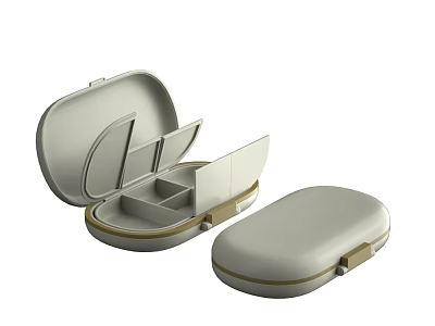 Light Gray Pill Organizer With Open Compartments And Closed Case Design 3d model