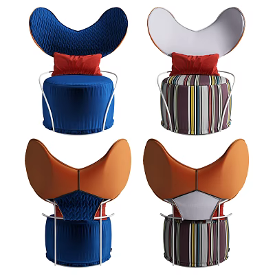 Modern Colorful Single Seater Sofa With Various Patterns And Comfortable Backrest 3d model