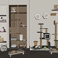 Modern Cat Furniture and Supplies with Wooden Trees Scratching Posts Beds and Bowls