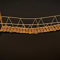 Rustic Suspension Bridge Structure With Wooden Posts Ropes And Plank Deck