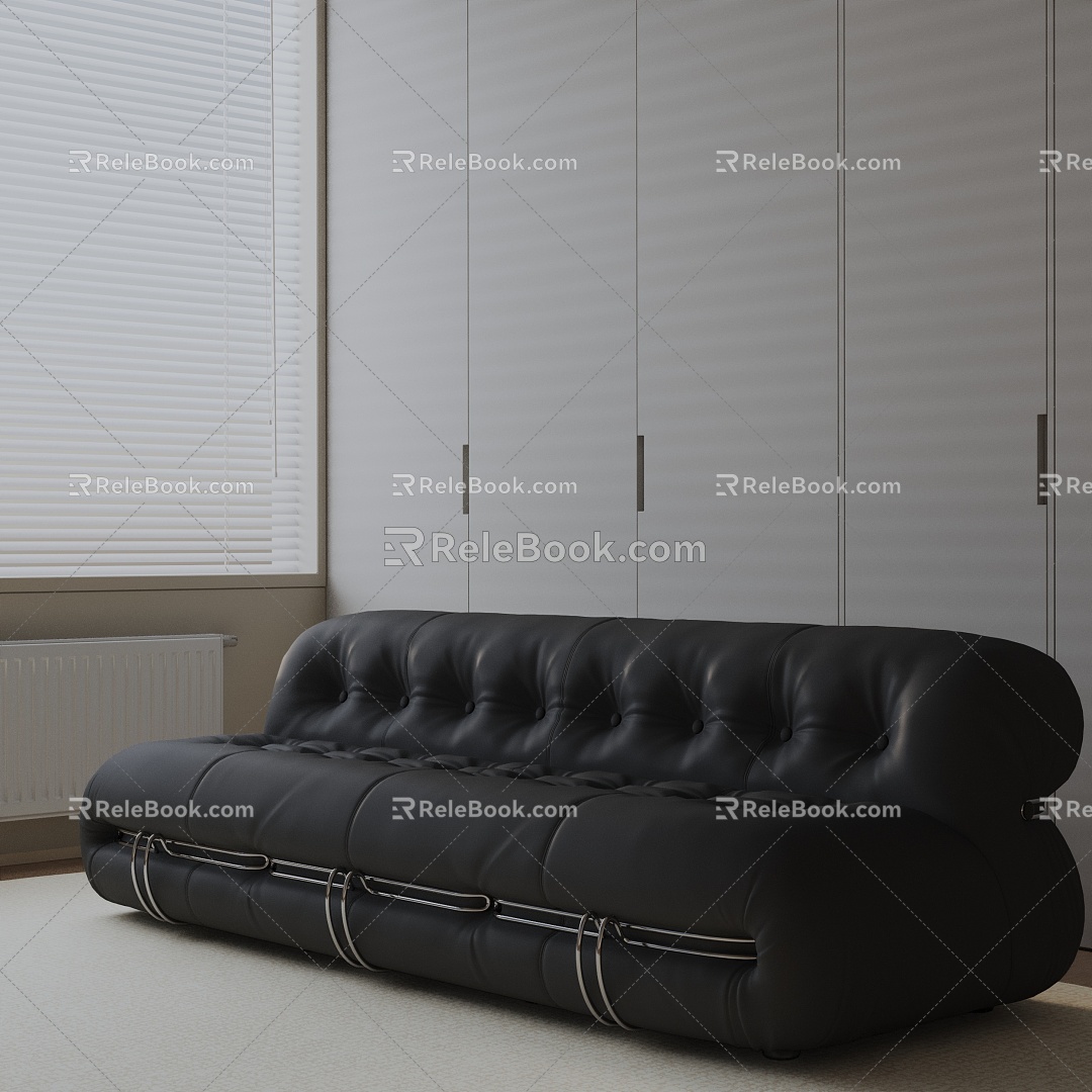 Three-seat sofa 3d model