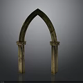 Vintage Gothic Arch Architectural Design With Stone Pillars And Medieval Style