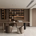 Modern Light Luxury Restaurant Jiangjing Daping Floor Model Room with No Main Lamp Horizontal Hall Display Cabinet 3d model
