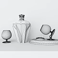 Crystal Tableware Set With Gold Accents Decanter Wine Glasses And Wooden Base