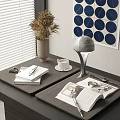 Stylish Decorative Ornament Set With Table Lamp Vase Coffee Cup Books And Keys On Desk
