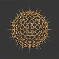 Golden Spherical Decorative Item with Hollow Openwork Design and Sharp Spikes for Modern Home Decoration