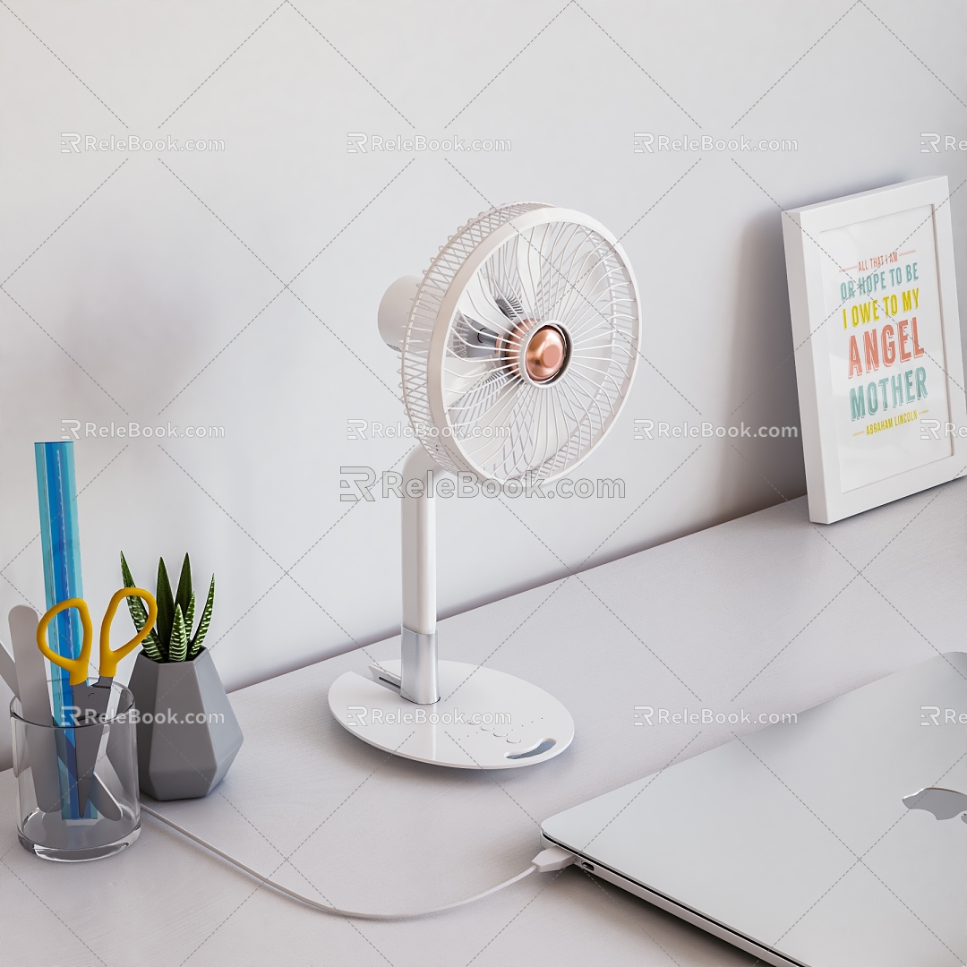 Light luxury desktop electric fan 3d model