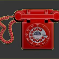 Red Rotary Dial Telephone Electronic Appliance With Classic Design And Retro Look
