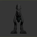 Grey 3D Dinosaur Model Sculpture With Open Mouth Spiked Back And Standing Pose