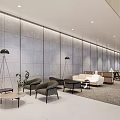 Modern Minimalist Lounge Area Sofa and Coffee Table Set with Gray Walls and Floor Lamps