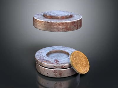 Musical Instruments And Art Supplies Including Stacked Metallic Palettes And Golden Paint 3d model