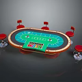 Commercial Roulette Table With Red Stools And Green Felt Casino Gaming Equipment